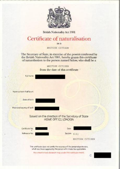 How To Find Naturalisation Certificate Number Uk